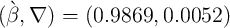   `
(β, ∇ ) =  (0.9869,  0.0052 )  