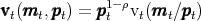               1-ρ
vvvt(mmmt, pppt) = pppt  vt(mmmt∕pppt)  