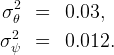 σ2θ  =   0.03,
 2
σψ   =   0.012.
