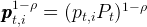   1- ρ           1- ρ
ppp t,i  =  (pt,iPt )  