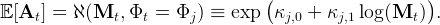                                      (                     )
E [At ] =  ℵ(Mt,  Φt  =  Φj) ≡  exp   κj,0 + κj,1 log (Mt  ) .
