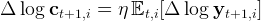 Δ log ct+1,i =  η Et,i[Δ  log yt+1,i]  
