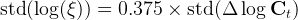 std (log( ξ)) =  0.375 ×  std (Δ log Ct )  