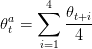      ∑ 4
θat =     θt+i
      i=1  4
