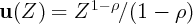 u (Z ) =  Z1 - ρ∕ (1 - ρ )  