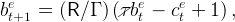 bet+1  = (R ∕ Γ ) (/τbet − cet + 1 ),
